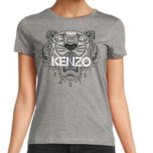 Kenzo women’s dark gray fitted tiger logo tee Sz S